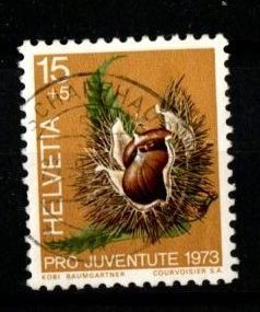 Alle Briefmarken: 1973- PJ / Früchte  - Edelkastanie – Gebraucht aus Schaffhausen von poststamp