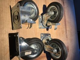 4 x Drehrollen, davon 2 x Drehrollen mit Bremse Bauhöhe 18cm