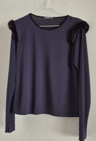 Elegantes Damen Langarmshirt mit Pelz Gr. S
