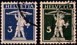 1933, Tellknabe Nr. 182z+183z, gest., auf geriffeltem Papier