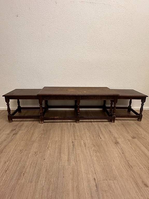 Set di tavolo e panche: Antik Gründerzeit Satztisch Set aus Eiche & Einschubtischen – Usato da Obernau venduto da Arche_Noah_Brocki 1