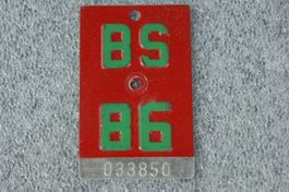 BS 86 - VELONUMMER - FAHRRADSCHILD - BS 86 - PLAQUE DE VELO