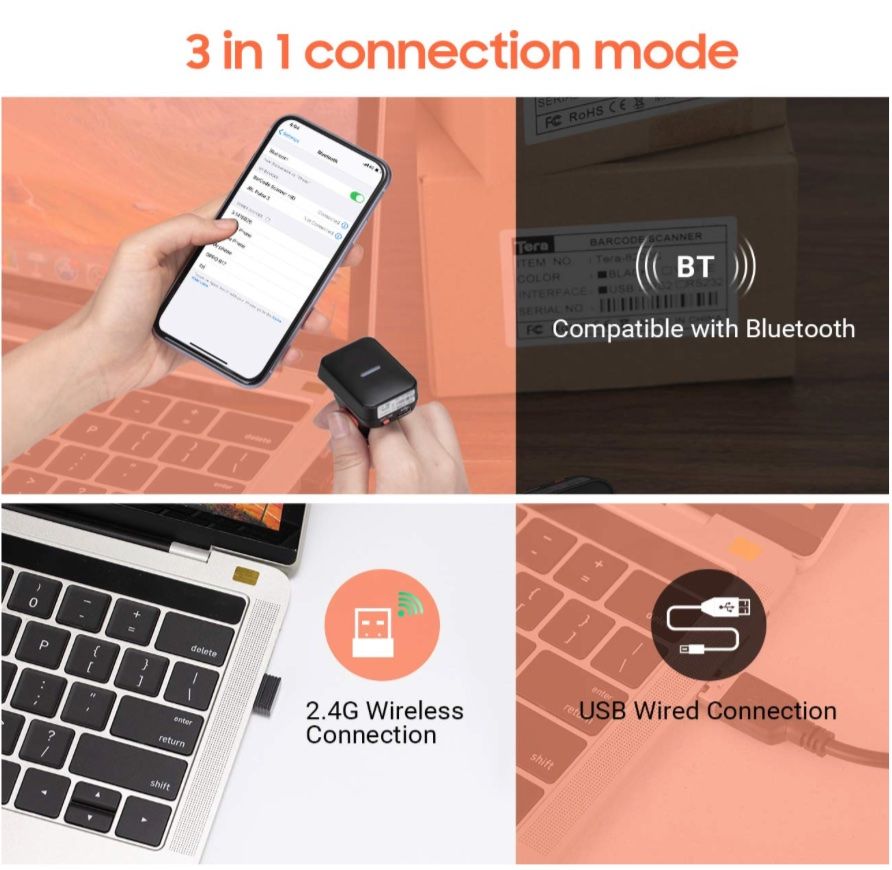 Scanneurs: Mini Barcodescanner CCD 1D Wireless Bluetooth + 2,4GHz – Neuf avec emballage d'origine à Bülach par StoreInShop.com 2