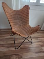 Butterfly Chair Leder Braun Metallgestell guter Zustand