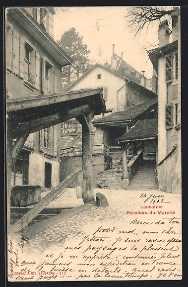 Cartes postales: AK Lausanne, Escaliers-du-March, 1902 – D'occasion à Berlin par bartko-reher