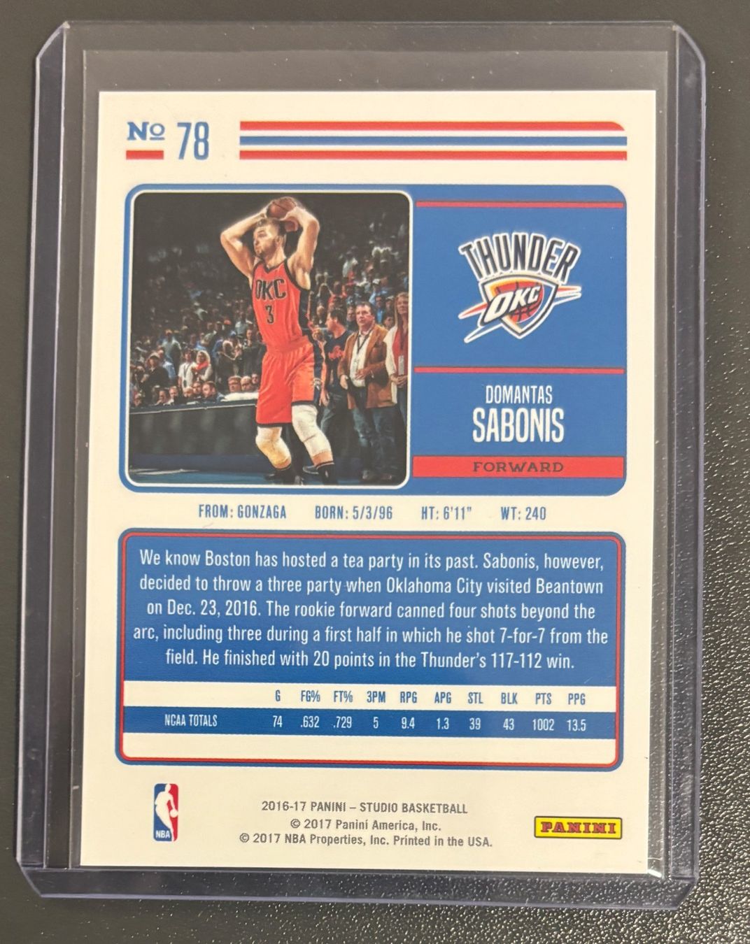 Nba Carte collezionabili: NBA Domantas Sabonis 2016-17 Studio Parallel Rookie Card – Nuovo (secondo la descrizione) da Muri b. Bern venduto da winningloser 1
