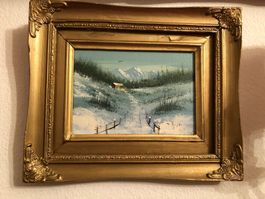 T.Dehsy.Winterliche Wegpartie.Öl auf Lwd