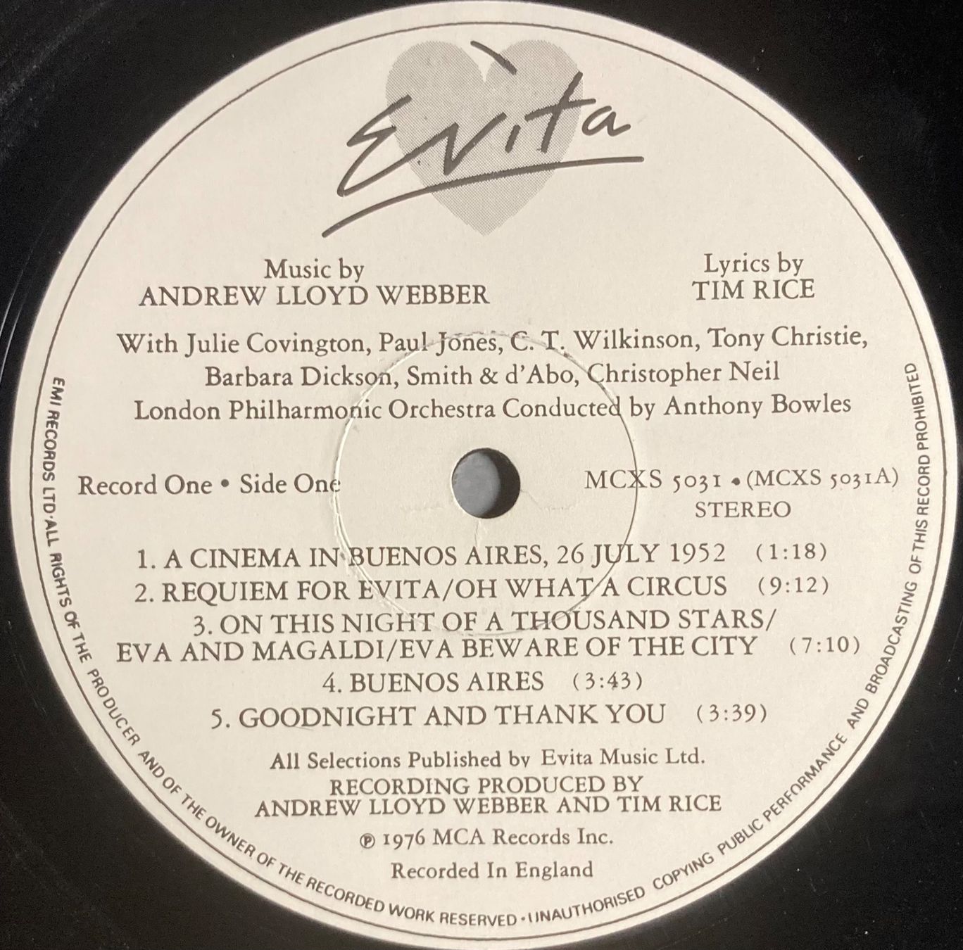 Dischi in vinile: ANDREW LLOYD WEBER AND TIM RICE - EVITA – Usato da Poliez-Pittet venduto da Newtown-Records 3