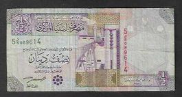 Libya  1/2  Dinar  Gebraucht
