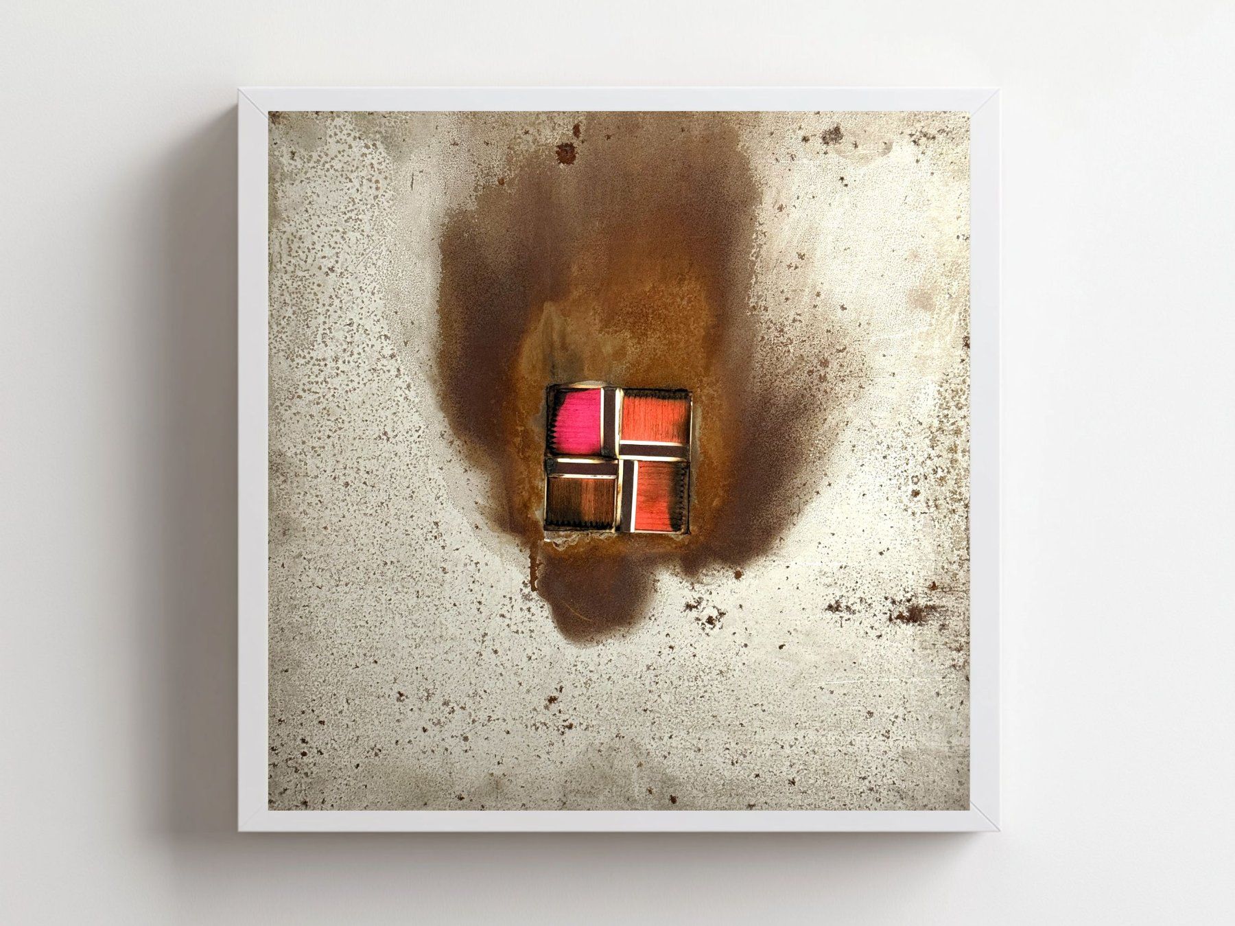 Gemälde: Bernard Aubertin - Dessin de feu auf Metall - 50 x 50 cm. – Gebraucht aus Ponte Tresa von 11GalleriaAlterEgo11 1