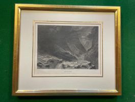Original Stahlstich C. Huber 1860 – Schoellenen St Gotthard