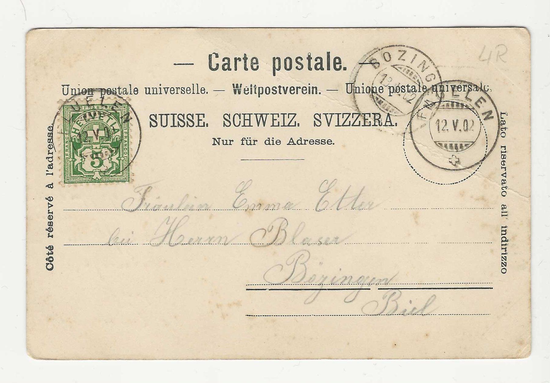 Cartoline postali: GRUSS AUS FÜELEN   1902 – Usato da Küttigen venduto da rolypo 1