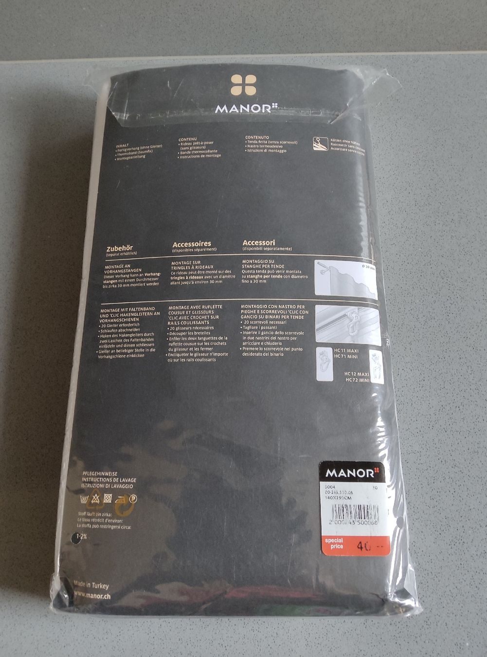 Manor Vorhänge: NEU " HELL - Grauer VORHANG / MANOR – Neu und originalverpackt aus Minusio von Todesca 5