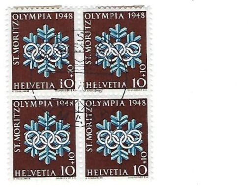 Tutti i francobolli: CH, 4er-Blöcke Olympiade St. Moritz 1948, IMABA Basel – Usato da Hinteregg venduto da McCharly01 3