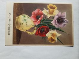 Alte Postkarte Ostergrüsse Blumenstrauss, 1949, versandt.