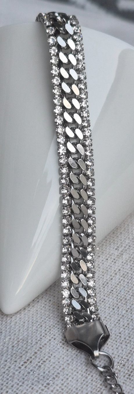 Bracelets: Bracciale catena con strass argento 18+5cm – Neuf (Voir description) à Giubiasco par Stefaniav