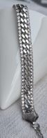 Bracciale catena con strass argento 18+5cm