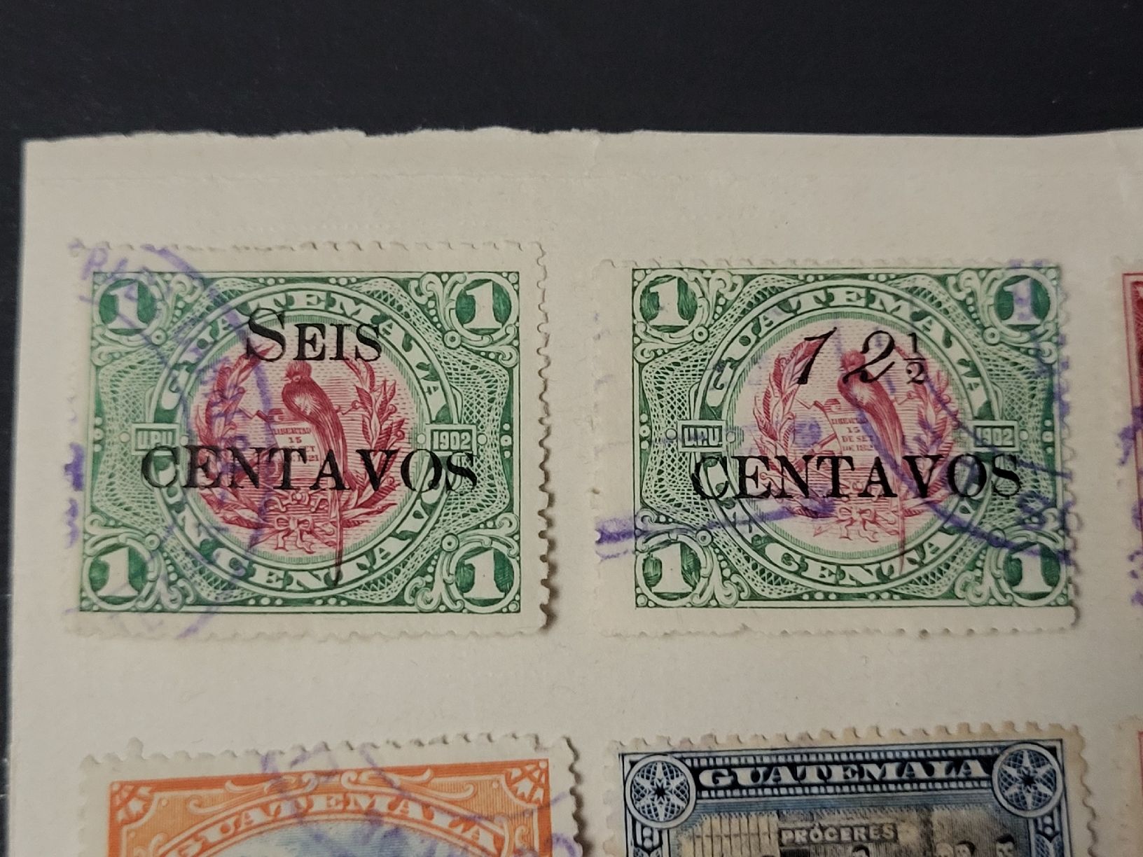 Tutti i francobolli: Ab 1902, 6 Marken von Guatemala  - mit Abarten – Usato da stäfa venduto da brandy66 2