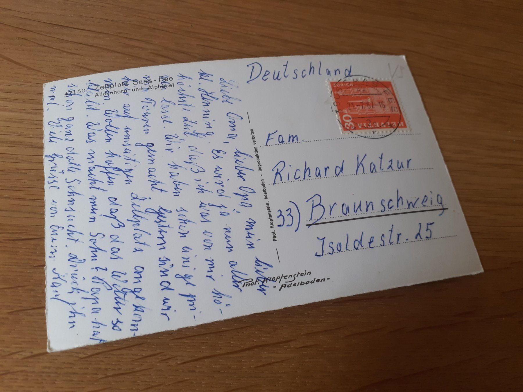 Cartoline postali: SAAS FEE - ZELTPLATZ - ALLALINHORN - 1967 – Usato da Winterthur venduto da Ornyx7 1