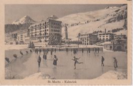 AK St. Moritz Kulmrink - pattinatori 1914, rara