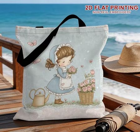 HERZIGE TASCHE, *MÄDCHEN MIT BLUMEN* CA. 40X35CM NEU