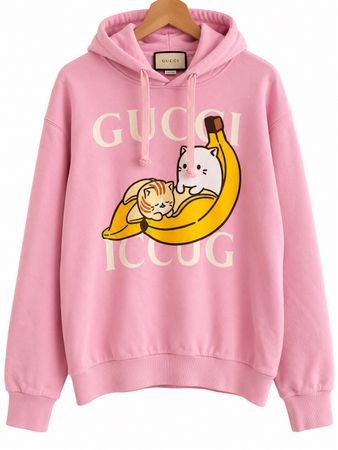 Gucci Kapuzenpullover Katze Banane rosa Groesse S