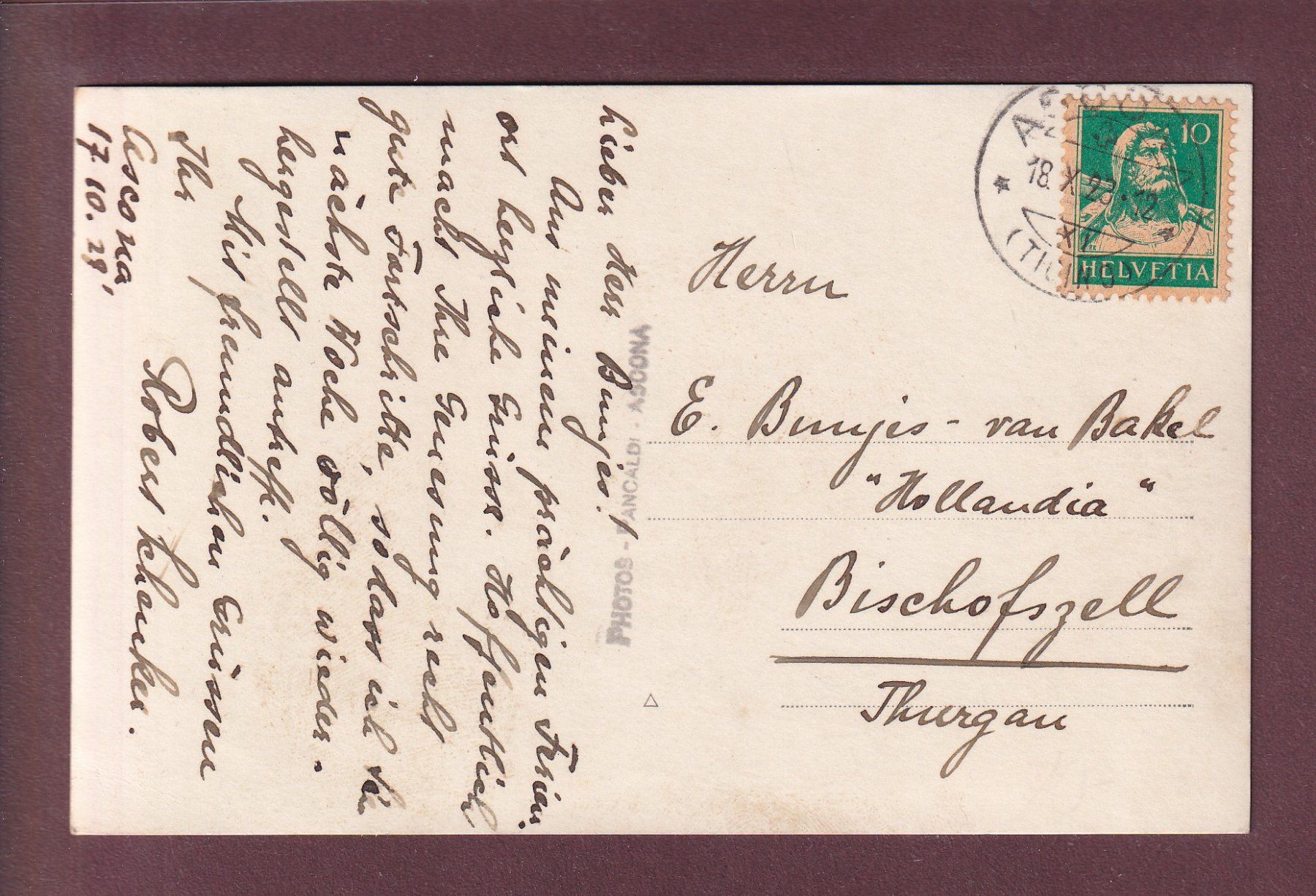 Cartoline postali: Photo - ASCONA - 1929 – Usato da Pully venduto da nicecards 1