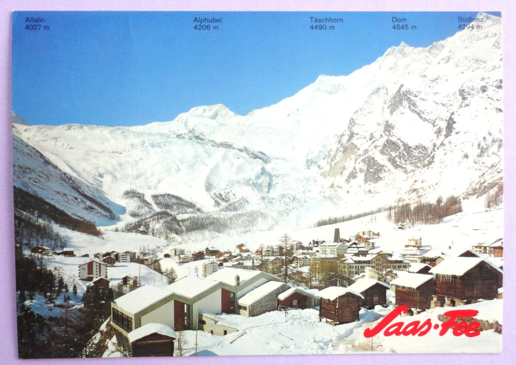 Cartoline postali: Saas-Fee 1800 m ü.M. – Usato da Fétigny venduto da Billy2miny