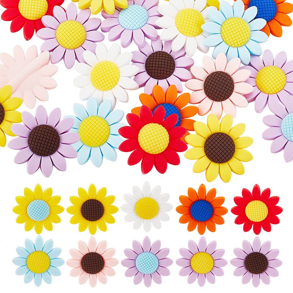 Perle (finte): Perle Silikon Sonnenblume 40x10mm – Nuovo (secondo la descrizione) da Alpnachstad venduto da perlengaby 4