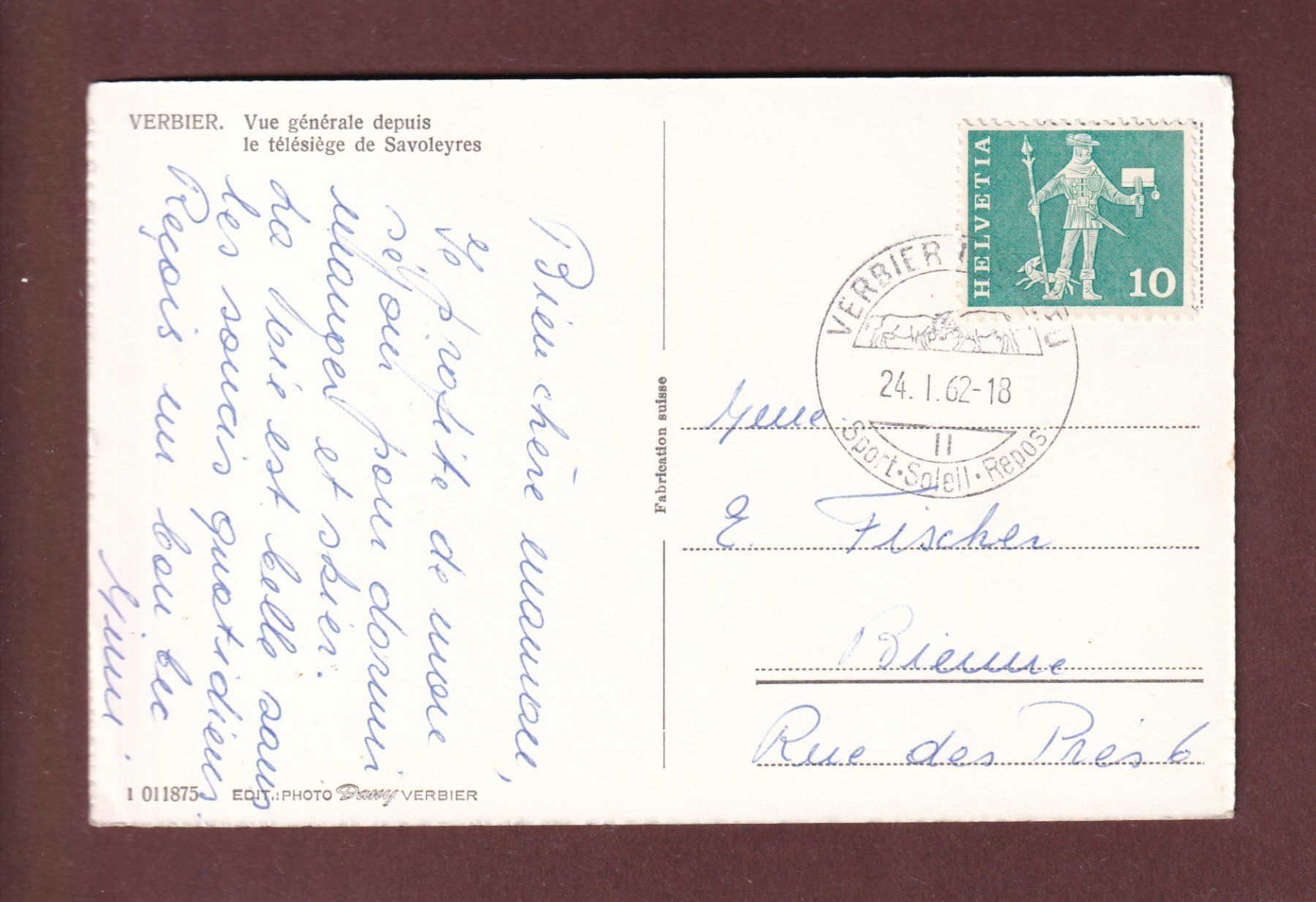 Cartes postales: VERBIER - Télésiège de Savoleyres - 1962 – D'occasion à Pully par nicecards-shop 1