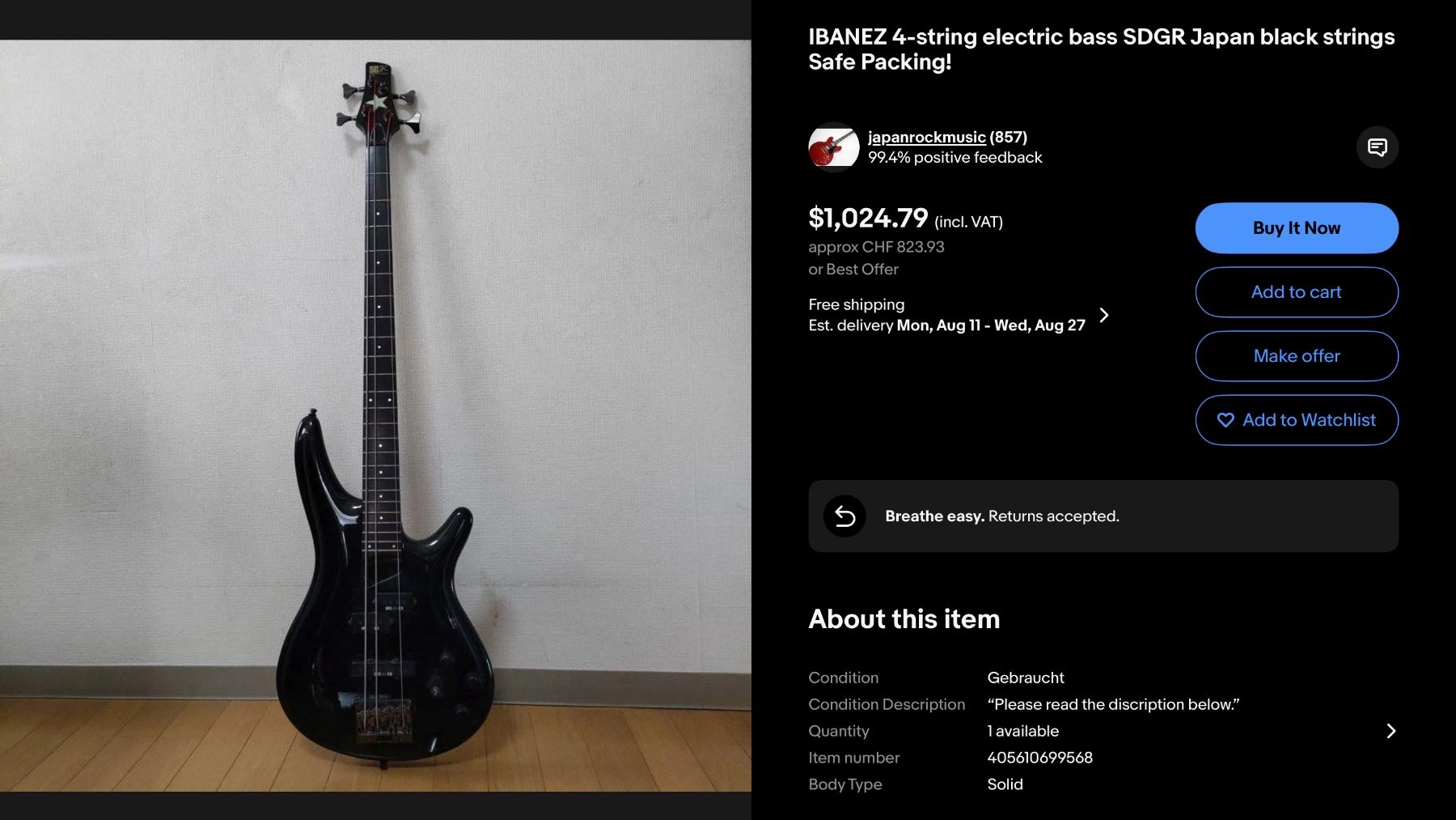 Strumenti musicali: Ibanez SD GR Bass Japan – Usato da Bergdietikon venduto da SoundFactory 6
