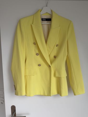 Zara Blazer gelb Gr. S doppelte Knöpfung Frühling Sommer Chi