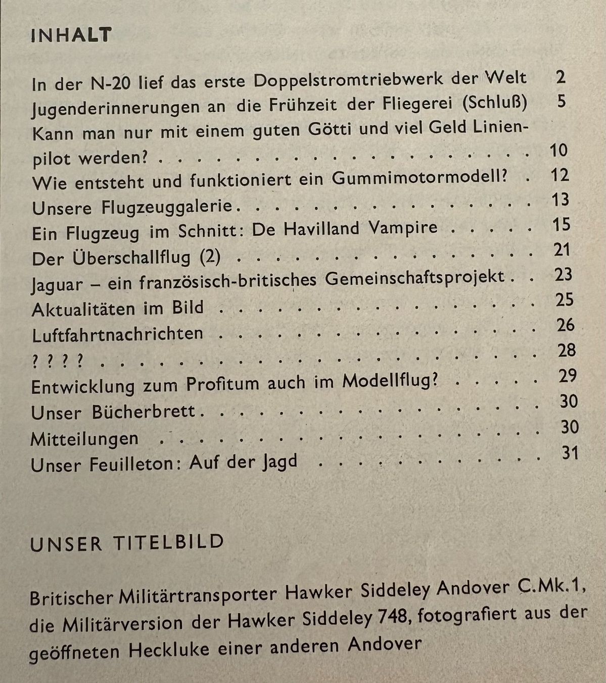 Revues & Magazines: COCKPIT DIE LUFTFAHRTZEITSCHRIFT NOVEMBER 1967 – D'occasion à Ostermundigen par Wyatt-Earp 1