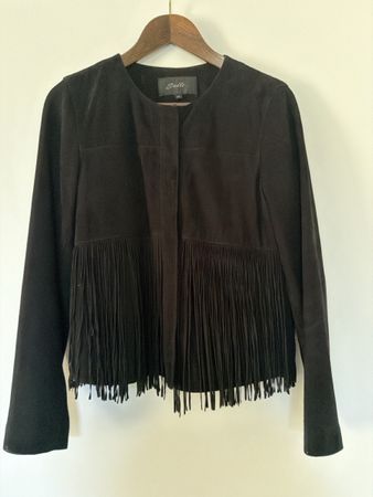 Wildleder Damen Jacke schwarz mit Fransen Grösse M neuwertig