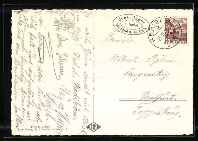 Cartoline postali: Herisau, Restaurant Sedel, Panoramablick – Usato da Berlin venduto da bartko-reher 1