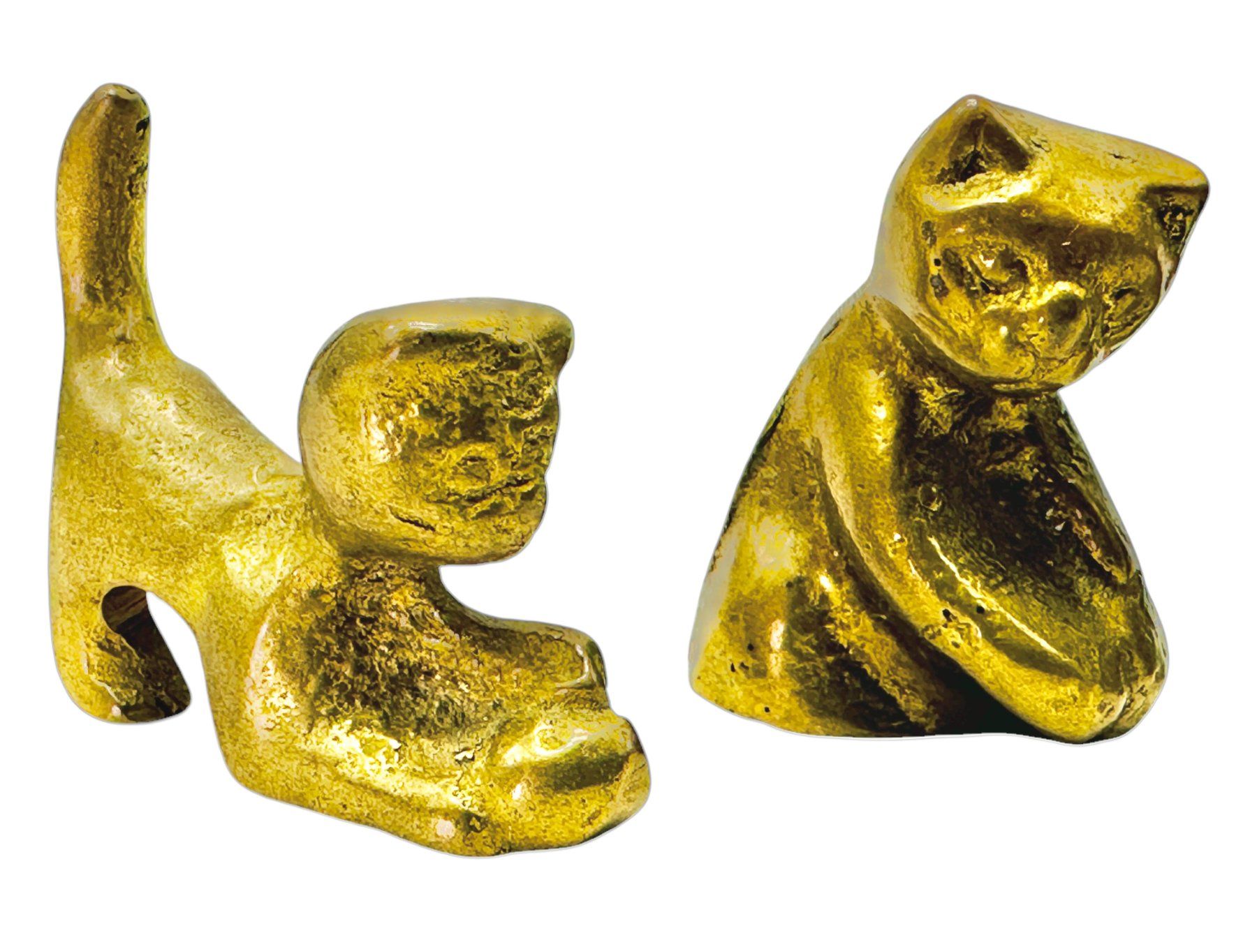 Skulpturen & Statuen: Ensemble de 3 figurines chats en bronze massif doré – Gebraucht aus Morges von vintiques 1