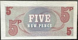 Britische Armee 5 New Pence Gutschein - Selten! Reproduktion