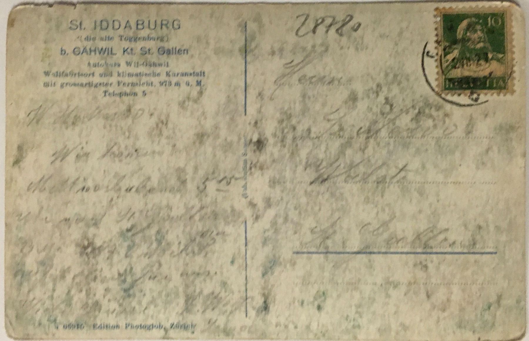Cartoline postali: St. Iddaburg, Gähwil SG, 1927 – Usato da Frauenfeld venduto da Merk52 1