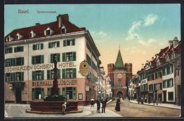 Basel, Spalenvorstadt bei Dämmerung, Ho
