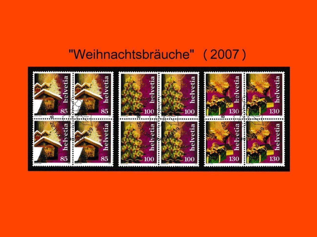 Tutti i francobolli: Viererblock-Serie "Weihnachtsbräuche" (2007) – Nuovo (secondo la descrizione) da Dübendorf venduto da Jumbo1990