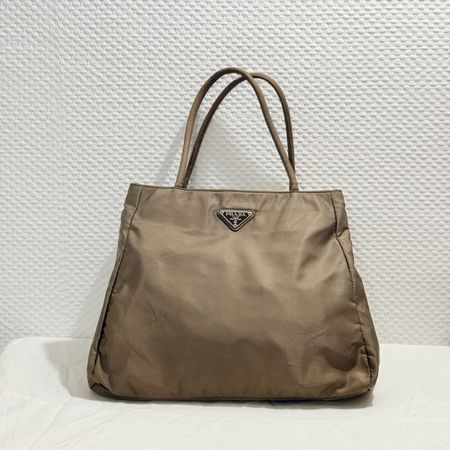 Prada Tessuto Tote Bag Beige Brown Nylon