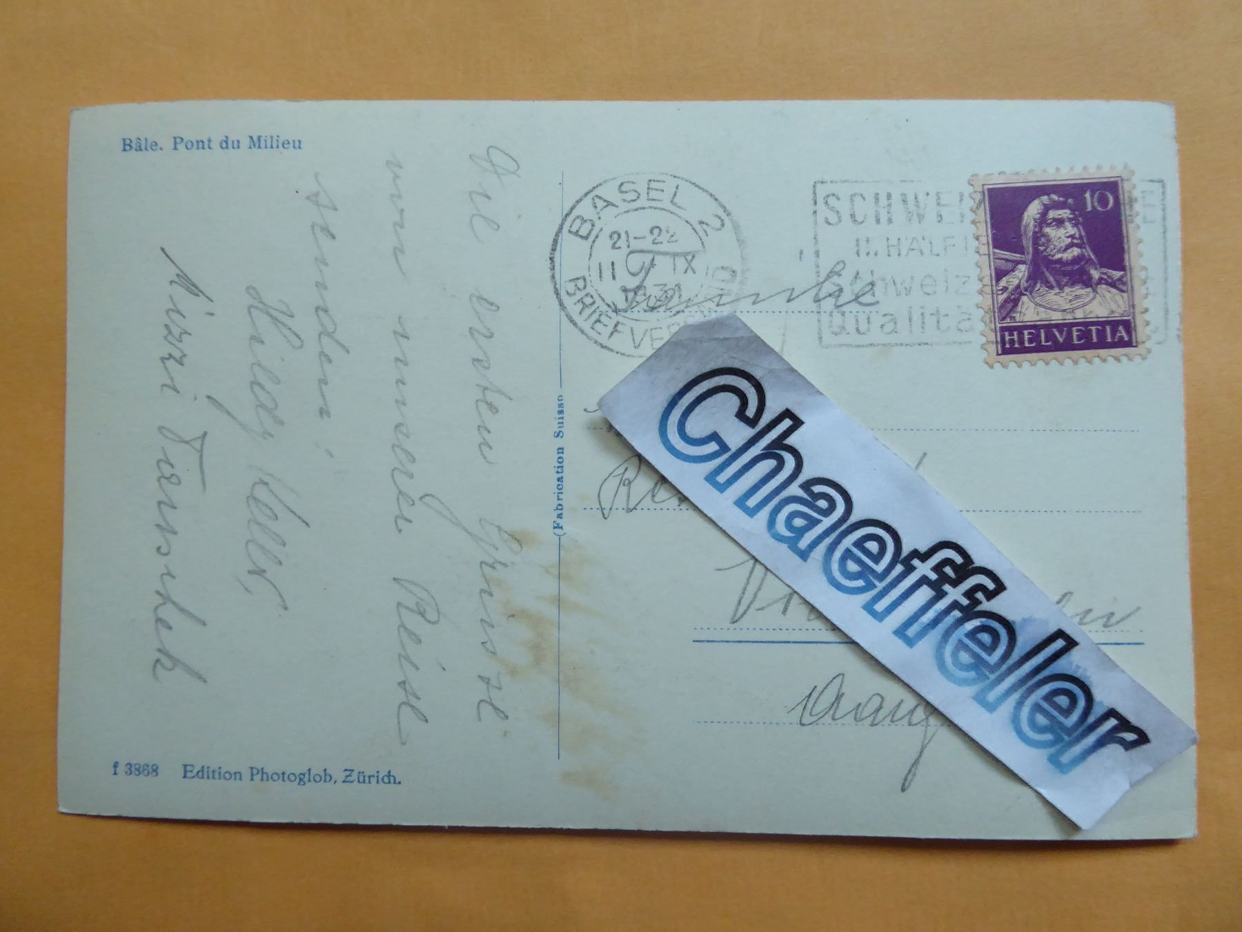 Cartes postales: 1931  Basel, Mittlere Rheinbrücke. – D'occasion à Zürich par Chaeffeler 1