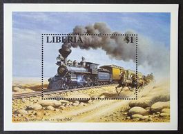 Liberia-Mi Block 142 ** (1996) Bahnmotive