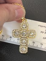 Collier unisex plaqué  religieux serti 57 cm/ 4 cm X 3 cm