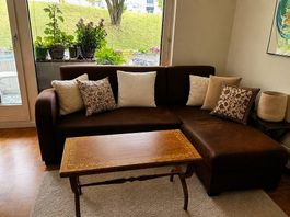 Home24 Ecksofa mit Schlaffunktionbraun, gebrauchter Zustand