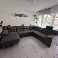 Ecksofa grau mit Bettfunktion und Stauraum 