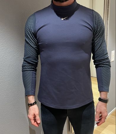 Nike Pro Therma-Fit Shirt XL longsleeve langarm blau Sport