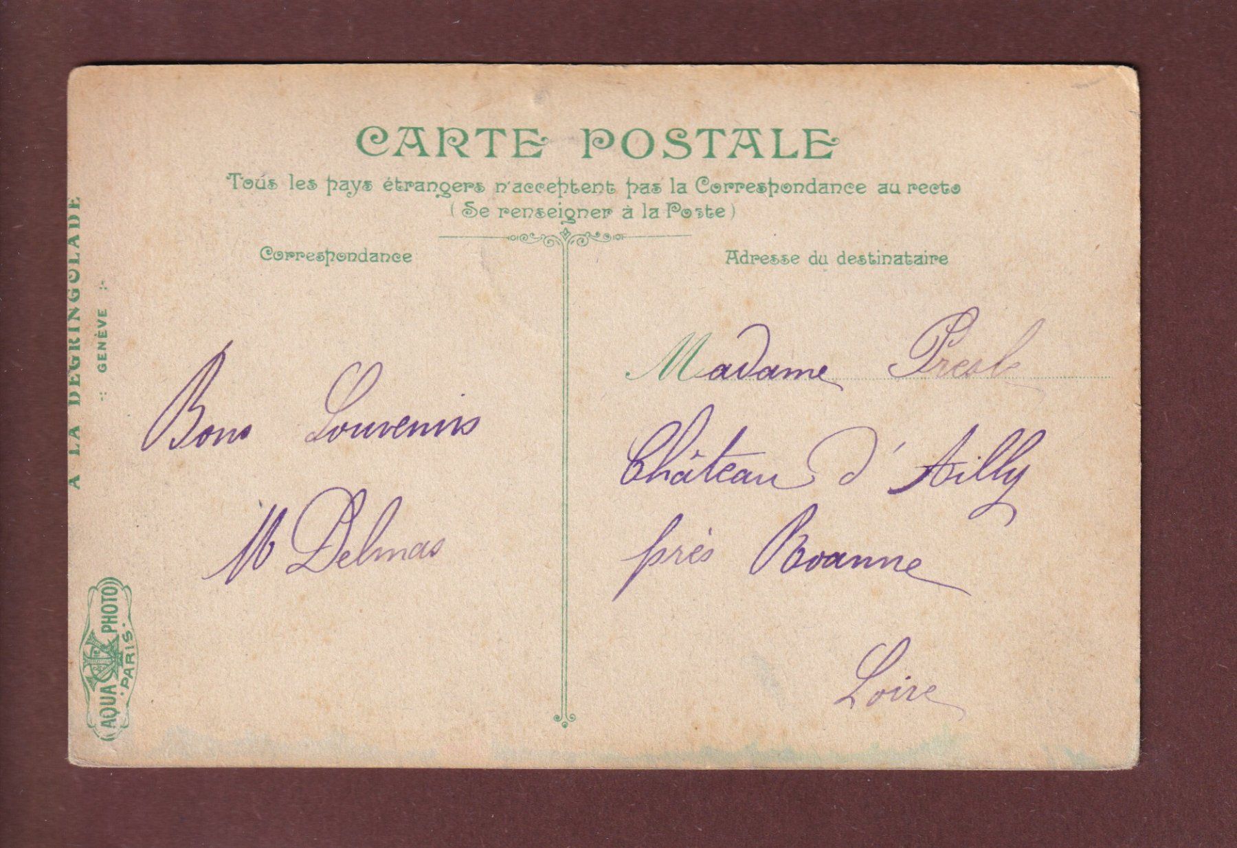 Cartoline postali: GENEVE - Entrée du Parc Révilliod – Usato da Pully venduto da nicecards 1
