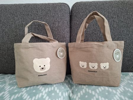 2 small fabric bags/mini Tote bag/Bear Tasche/New!