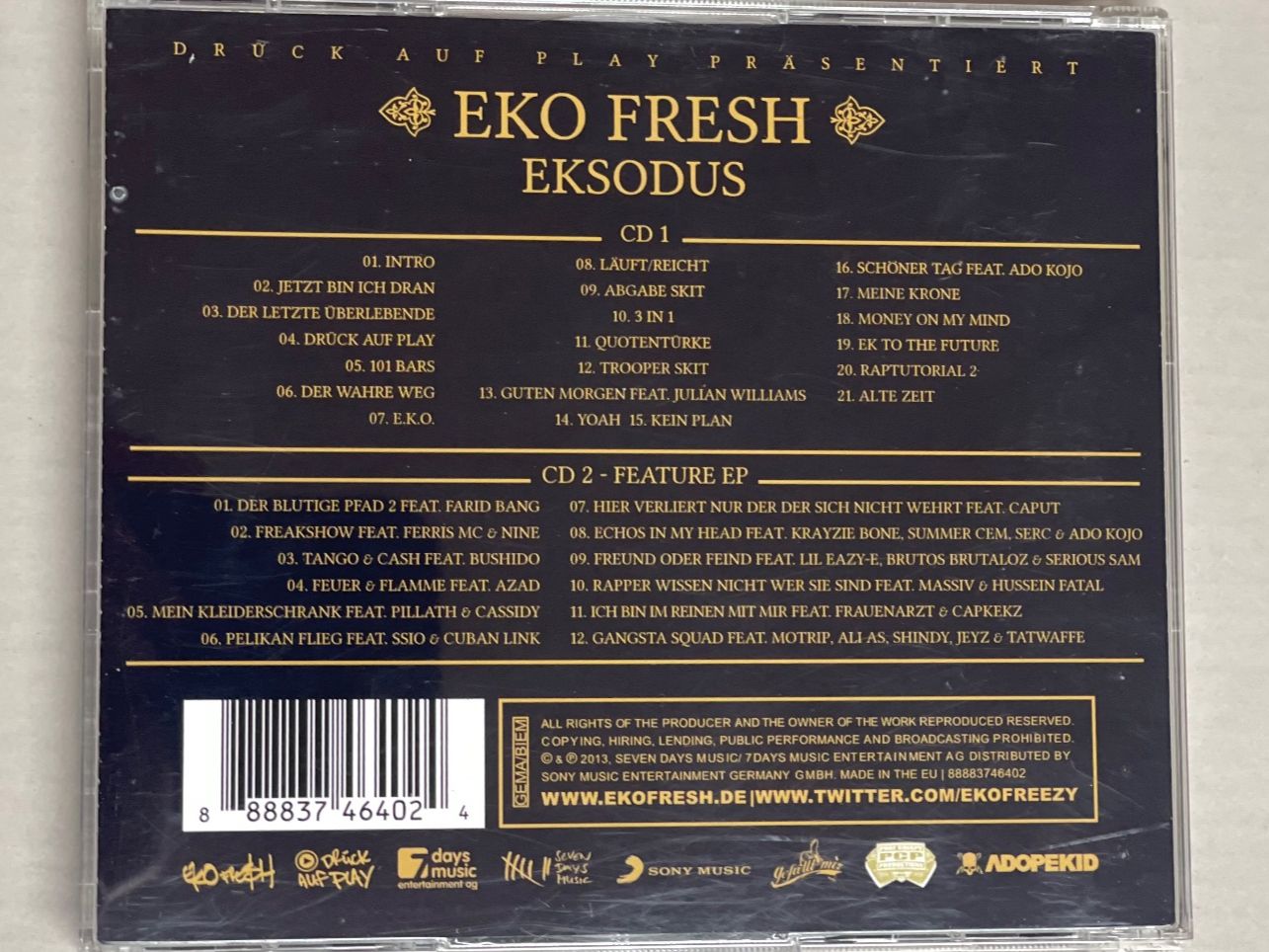 CD: Eko Fresh – Eksodus 2CD - Deutschrap – Usato da Muri b. Bern venduto da AdidasCollector 2